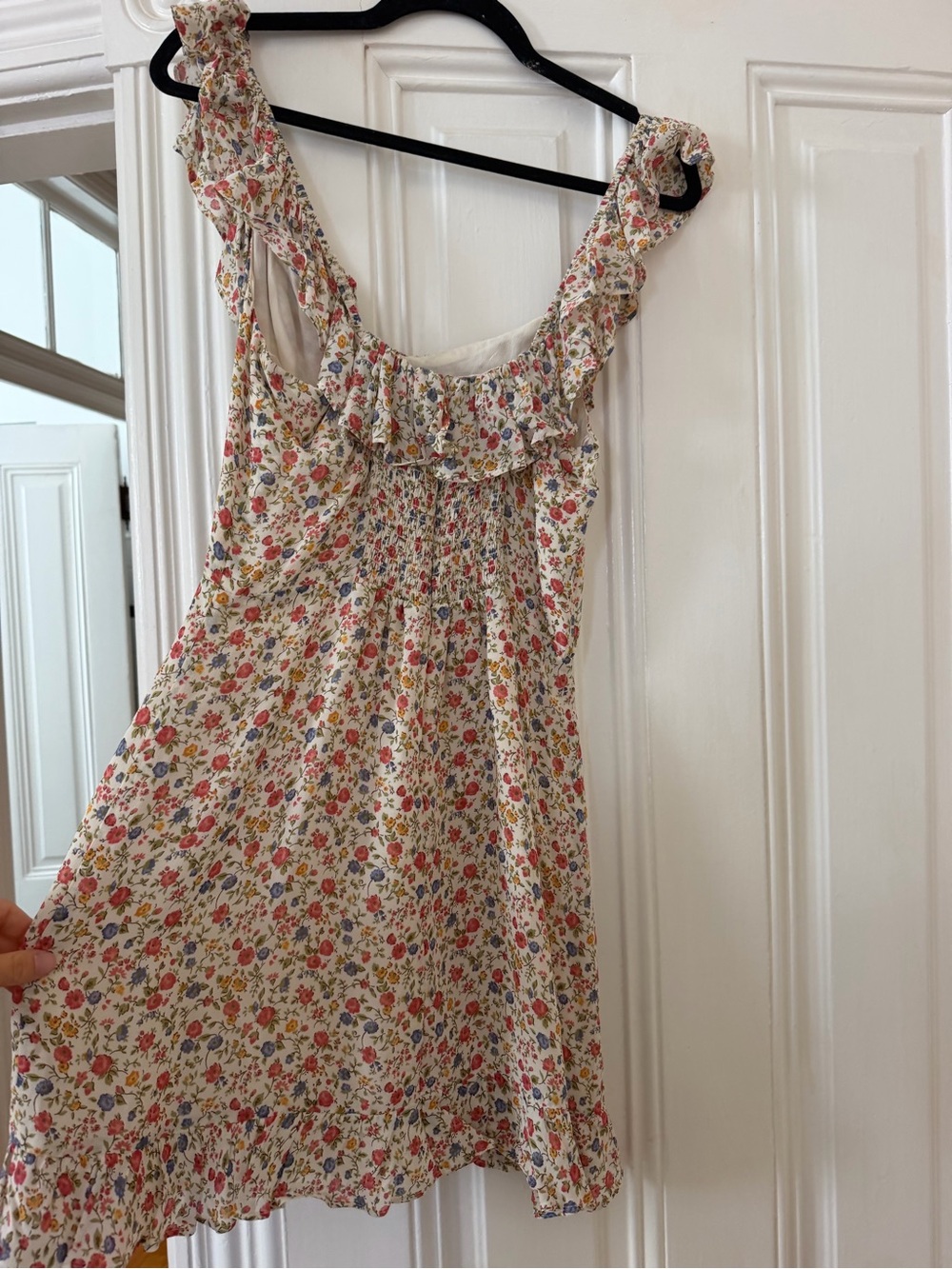 Reformation Mini Cream Floral Smocked Sundress - Picture 3 of 5